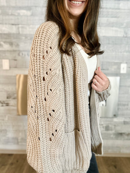 McKenna Pointelle Open Front Cardigan