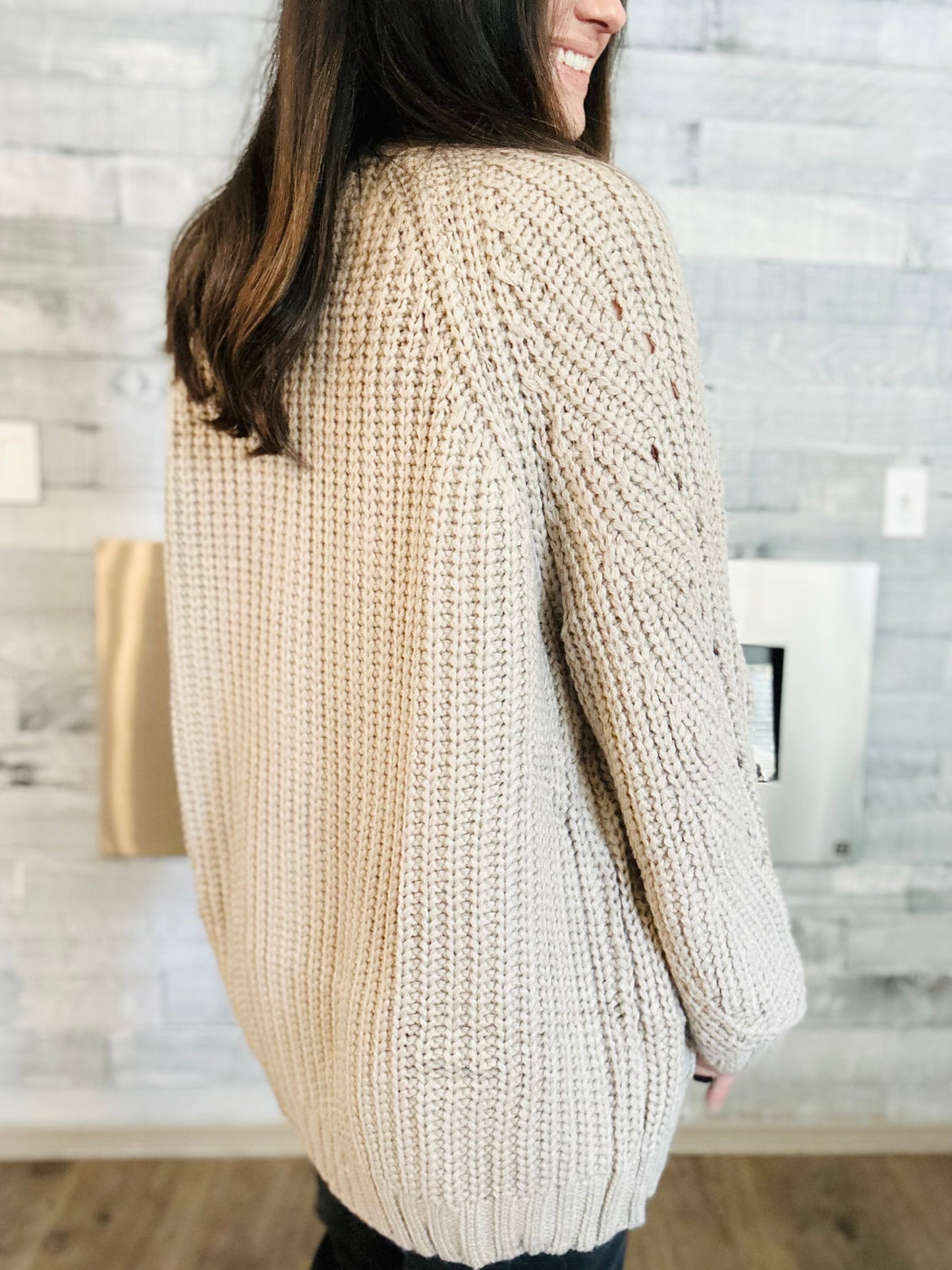 McKenna Pointelle Open Front Cardigan