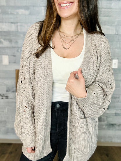 McKenna Pointelle Open Front Cardigan