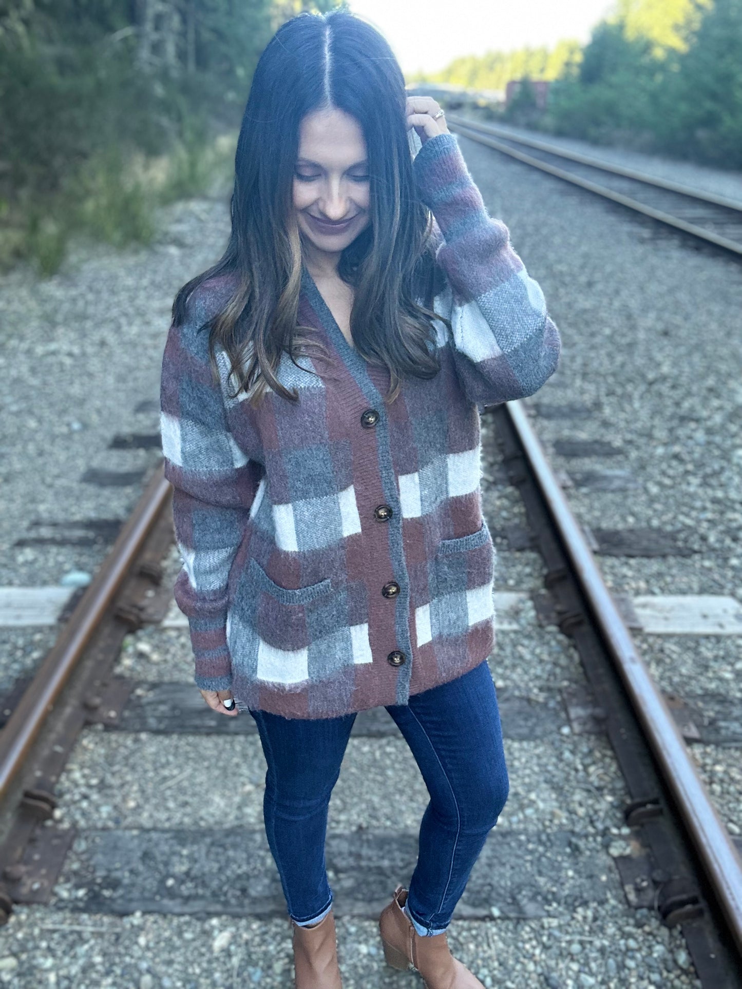 Tolmie Button Up Plaid Cardigan