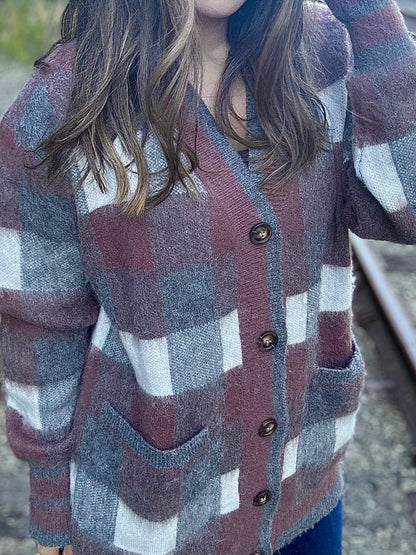 Tolmie Button Up Plaid Cardigan