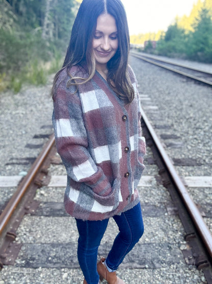 Tolmie Button Up Plaid Cardigan